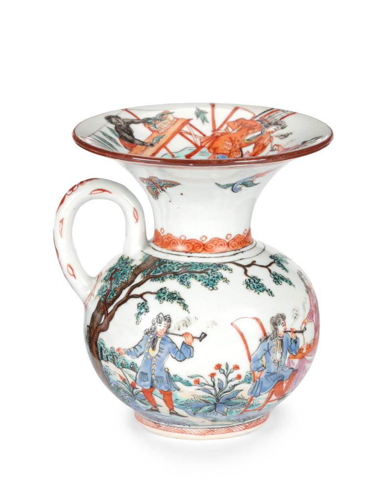 A rare Amsterdam decorated Chinese export porcelain plantation spittoon