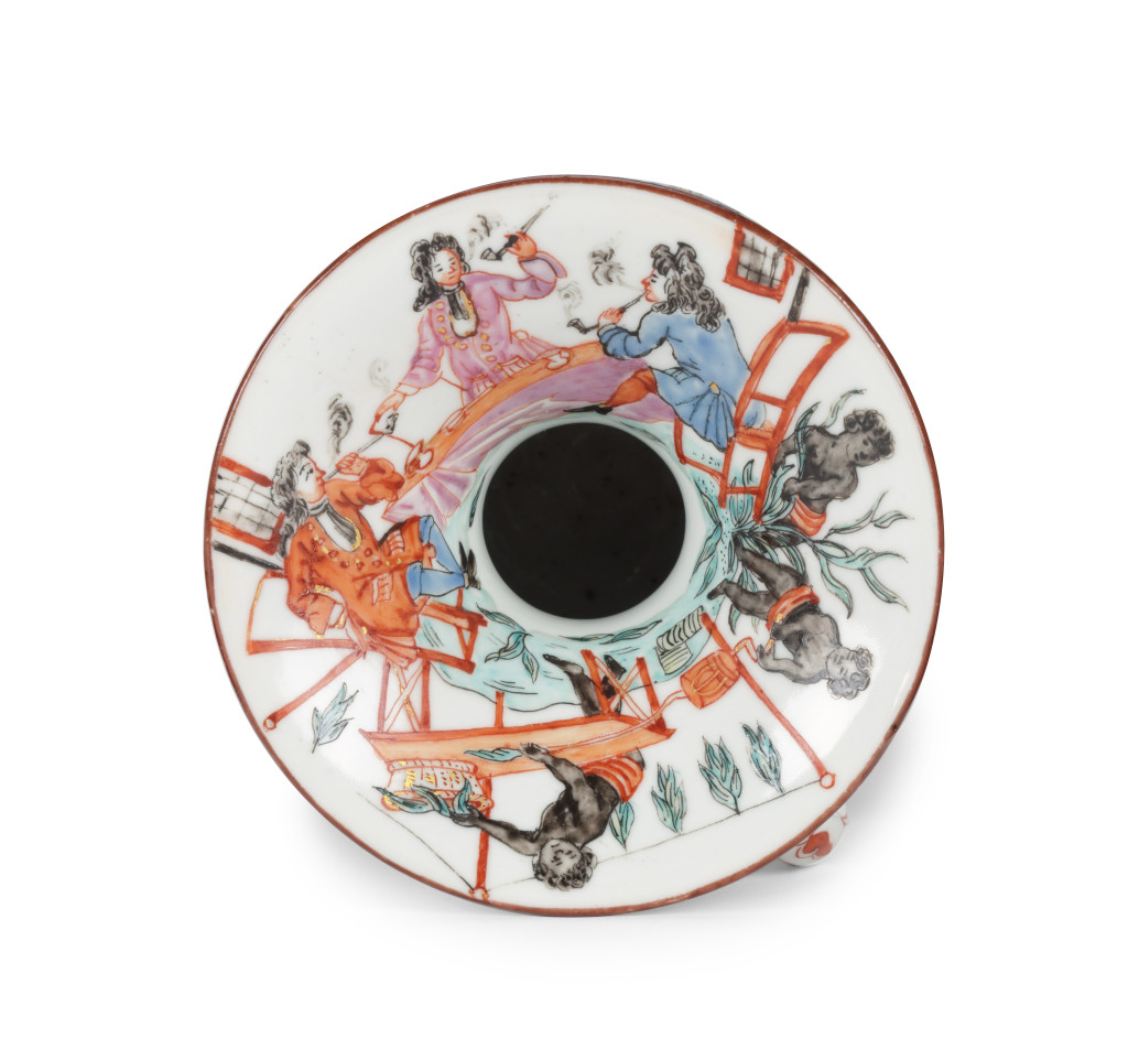 A rare Amsterdam decorated Chinese export porcelain plantation spittoon