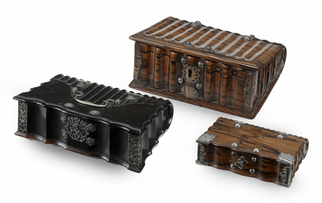 A collection of five fine Sri Lankan bible boxes