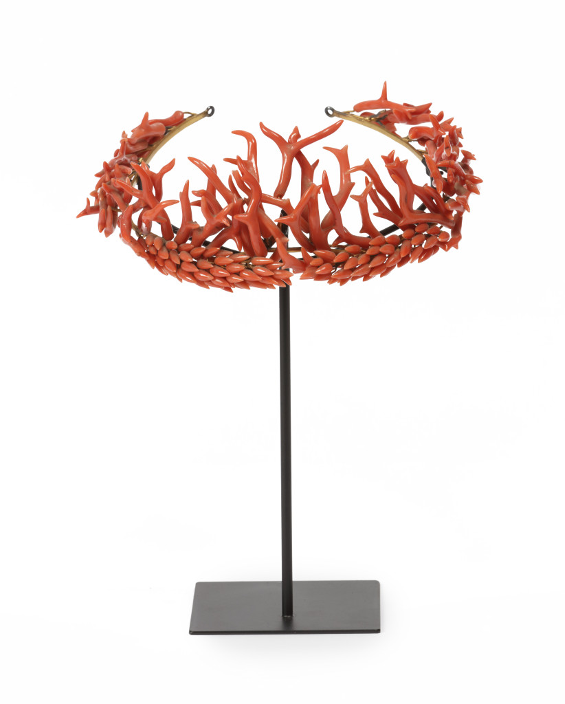 A Red Coral (Corallium rubrum) crown or tiara attributed to the Phillips Brothers of London