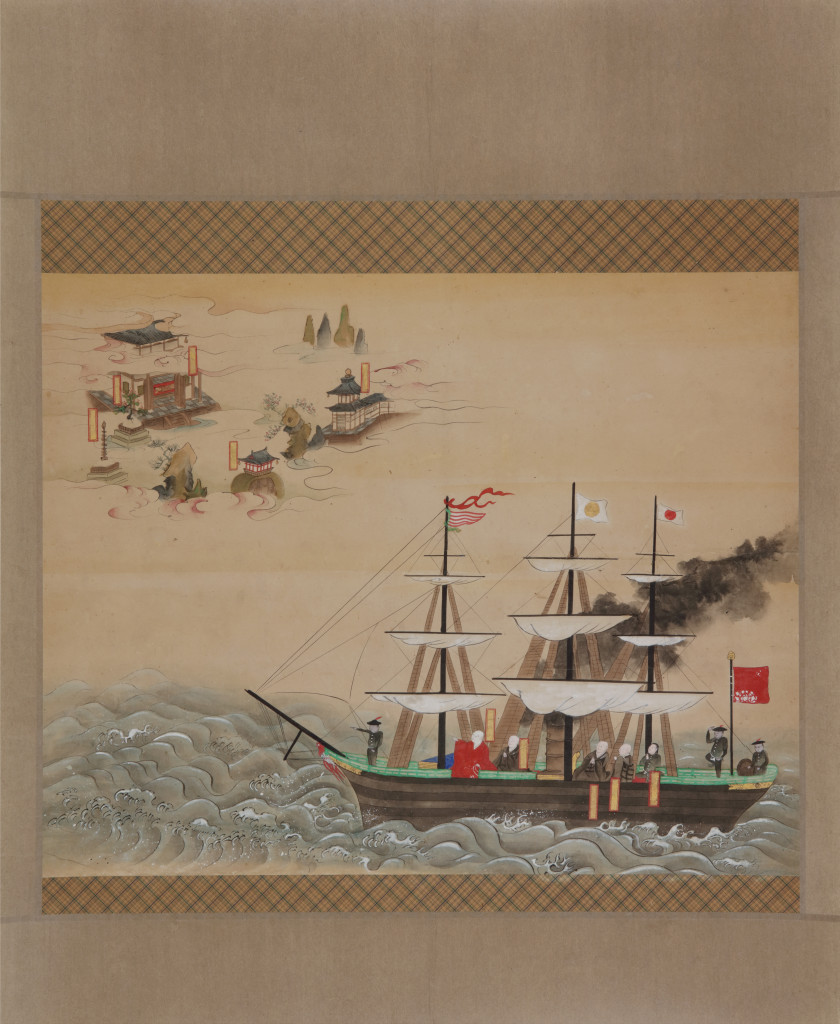 A Japanese painting depicting Commodore Matthew Perry’s flagship USS Mississippi