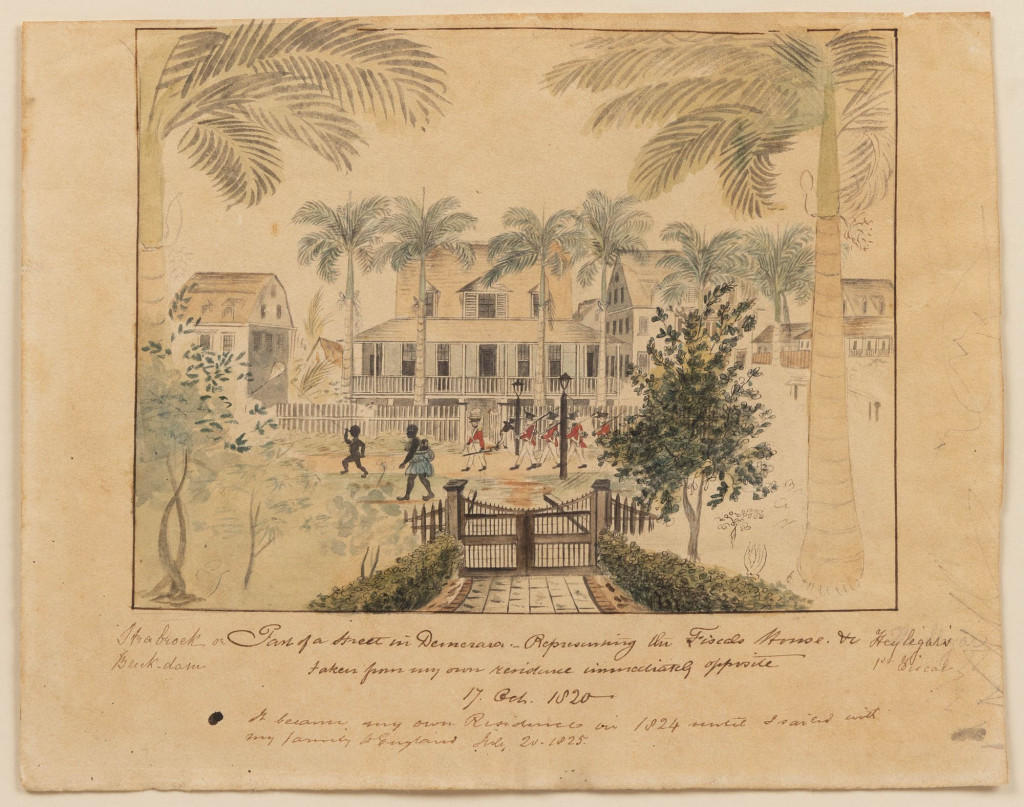 An early 19th century watercolour of a Guyanese street scene