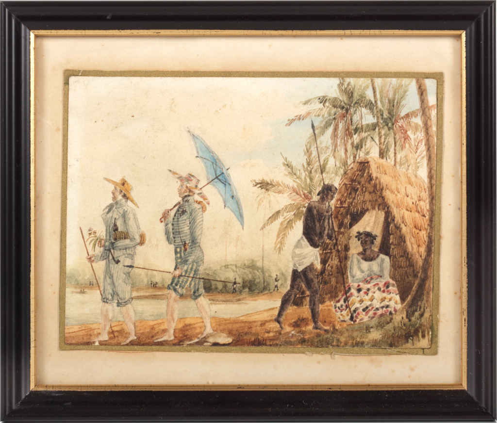 A drawing of a plantation scene