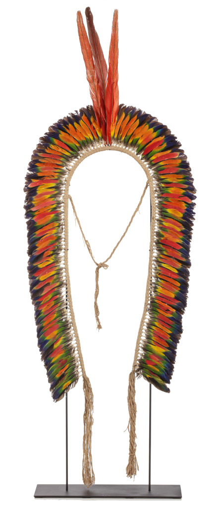 A large Kube Kran Kein Amazon Indigenous child's feather headdress