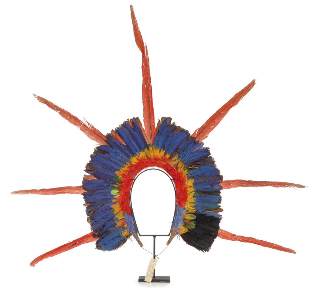 A Kayapo Amazon Indigenous feather headdress