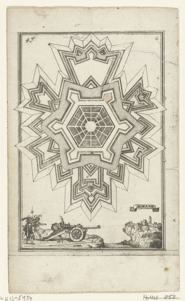 A Dutch-colonial cabinet on stand with marquetry depiction of Fort Almada in Portugal