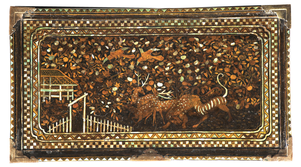 A Portuguese-colonial Japanese Namban lacquer vargueno cabinet