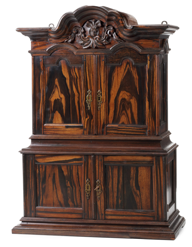 A fine coromandel wood miniature cupboard
