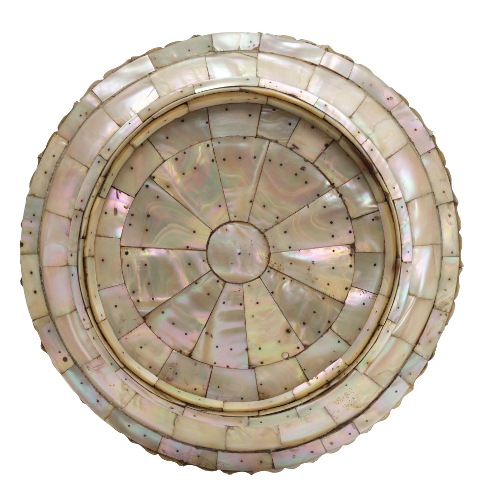 An Indo-Portuguese Gujarat mother-of-pearl veneered dish