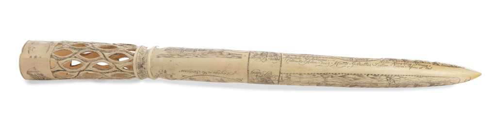 A ‘scrimshaw’ elephant ivory tusk depicting ‘The Voyage in the Sunbeam’
