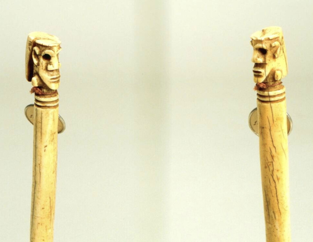 Portuguese-colonial Angolan Ivory carved Sedan Chair hand Supports, marked ***A ***R Diaz