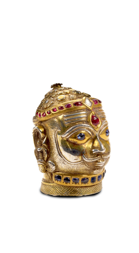 A gem-set silver-gilt Shiva Mukhalingam head