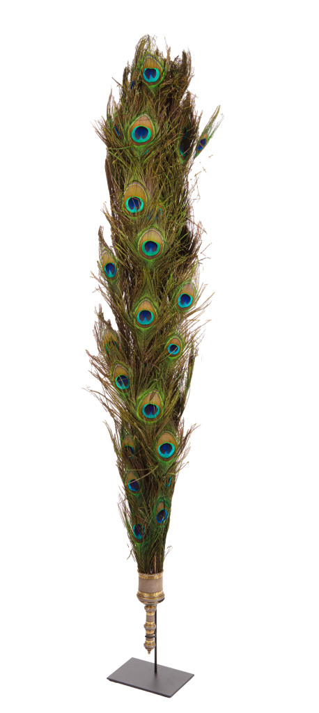 A Mughal silver and silver-gilt enamelled peacock feather fan, or 'morchal'