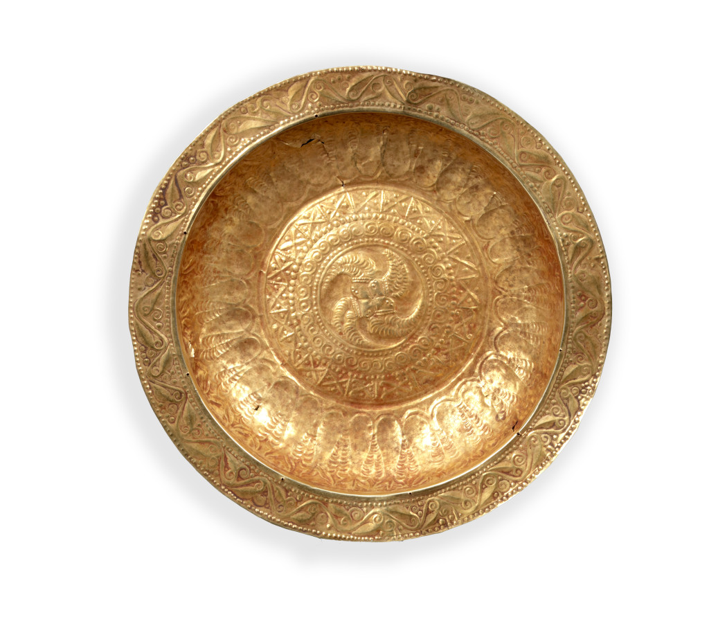 A collection of Tanimbar gold repoussé dishes