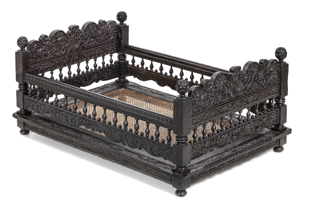 An extremely rare Dutch-colonial ebony cradle