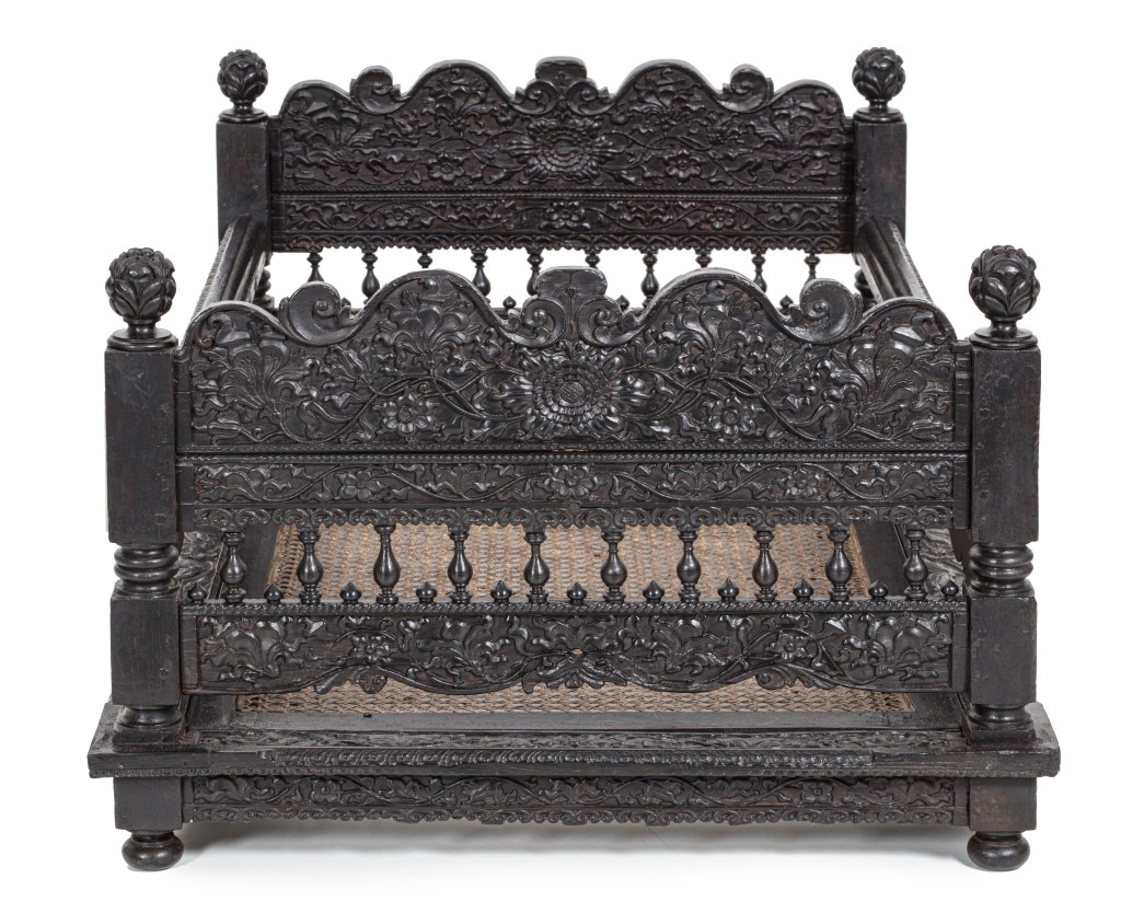 An extremely rare Dutch-colonial ebony cradle