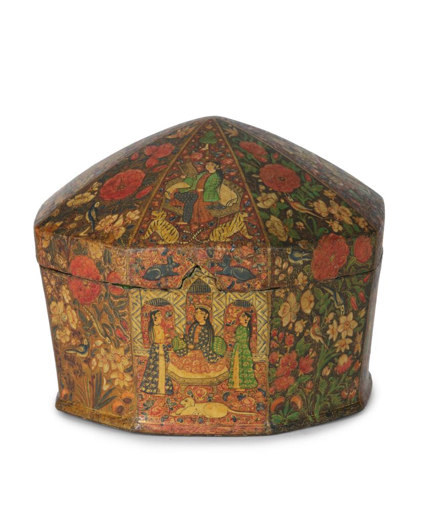 A Kashmiri lacquered turban box