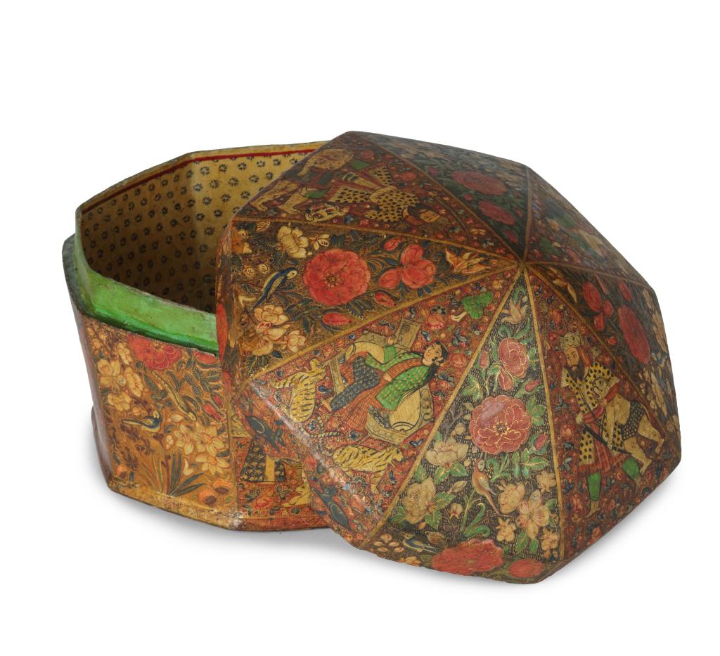 A Kashmiri lacquered turban box