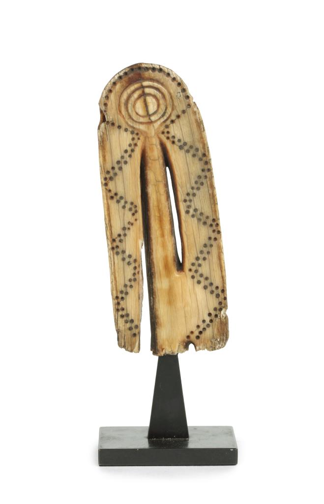 A Pende anthropomorphic ivory whistle