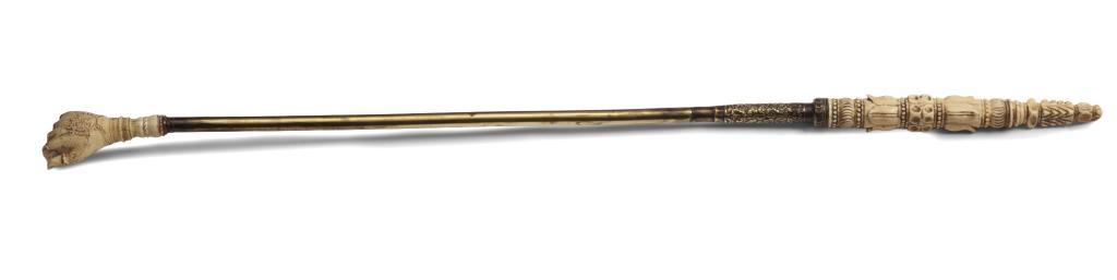 A Mughal silver and ivory backscratcher