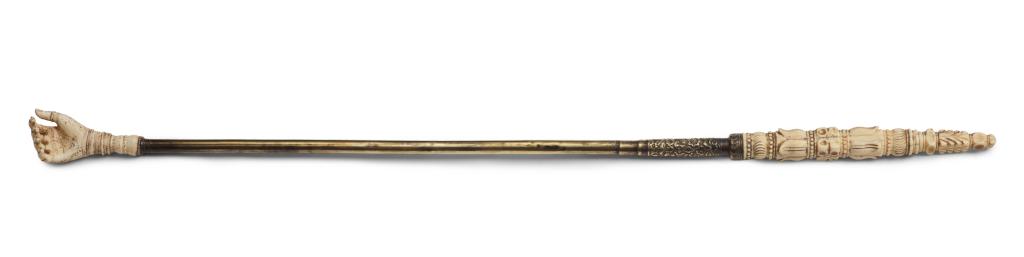 A Mughal silver and ivory backscratcher