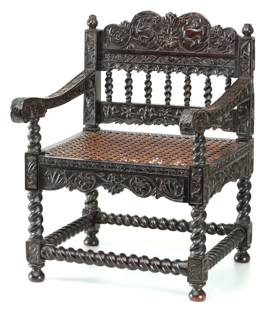 A Dutch-colonial Sri Lankan ebony child's armchair