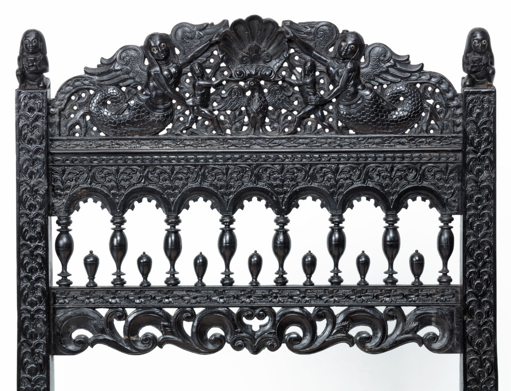 An extraordinary Indian ebony low chair formerly owned by the Dukes of Westminster