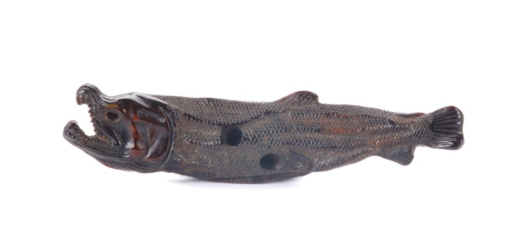 A fine wood Sashi netsuke of a dried salmon