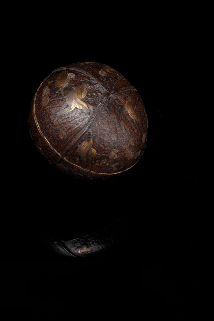A Japanese lacquered coconut