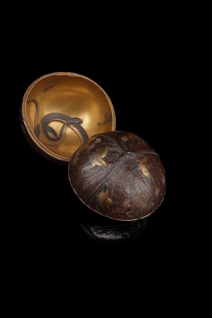 A Japanese lacquered coconut