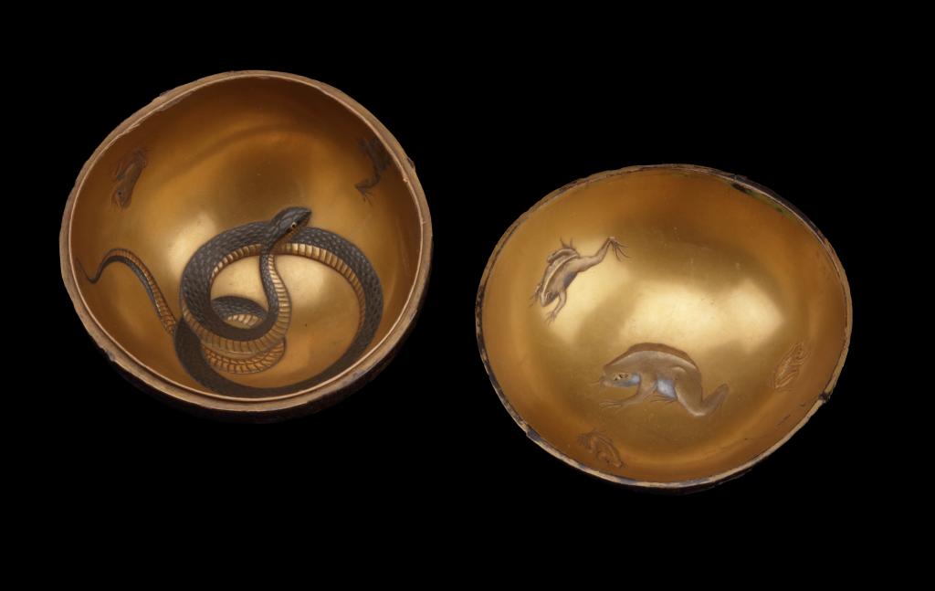 A Japanese lacquered coconut