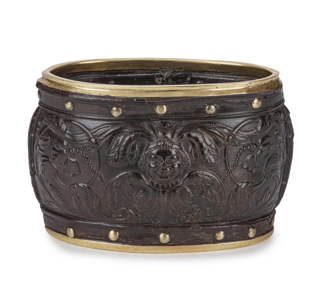A Dutch brass-mounted pressed baleen casket by Herman Doomer (1595–1650)