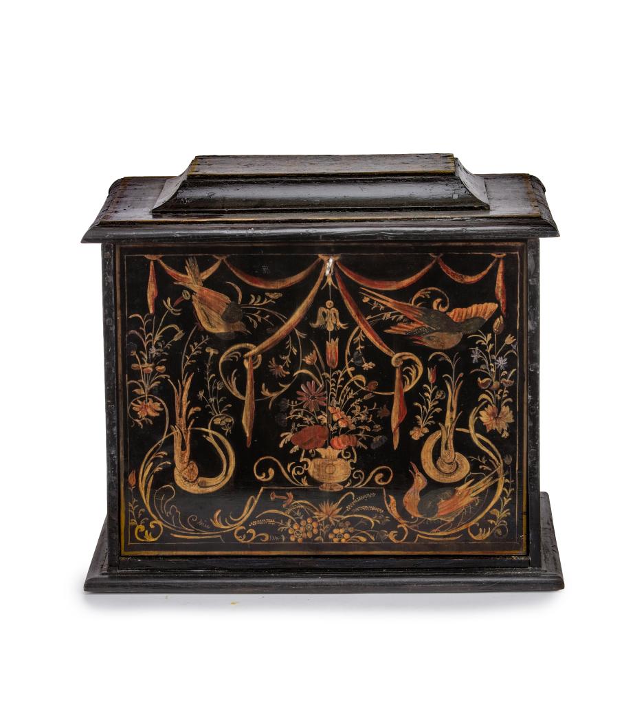 A Dutch lacquer fall-front cabinet by Willem Kick (1579-1647)