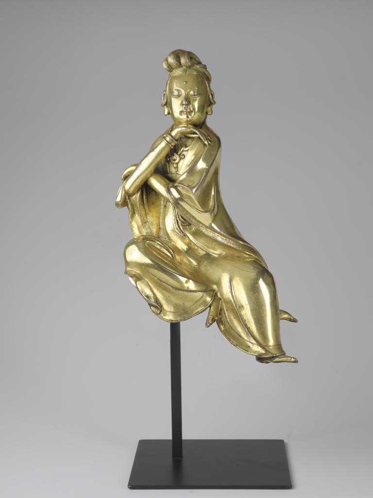 A highly important gilt-bronze figure of the water moon Guanyin