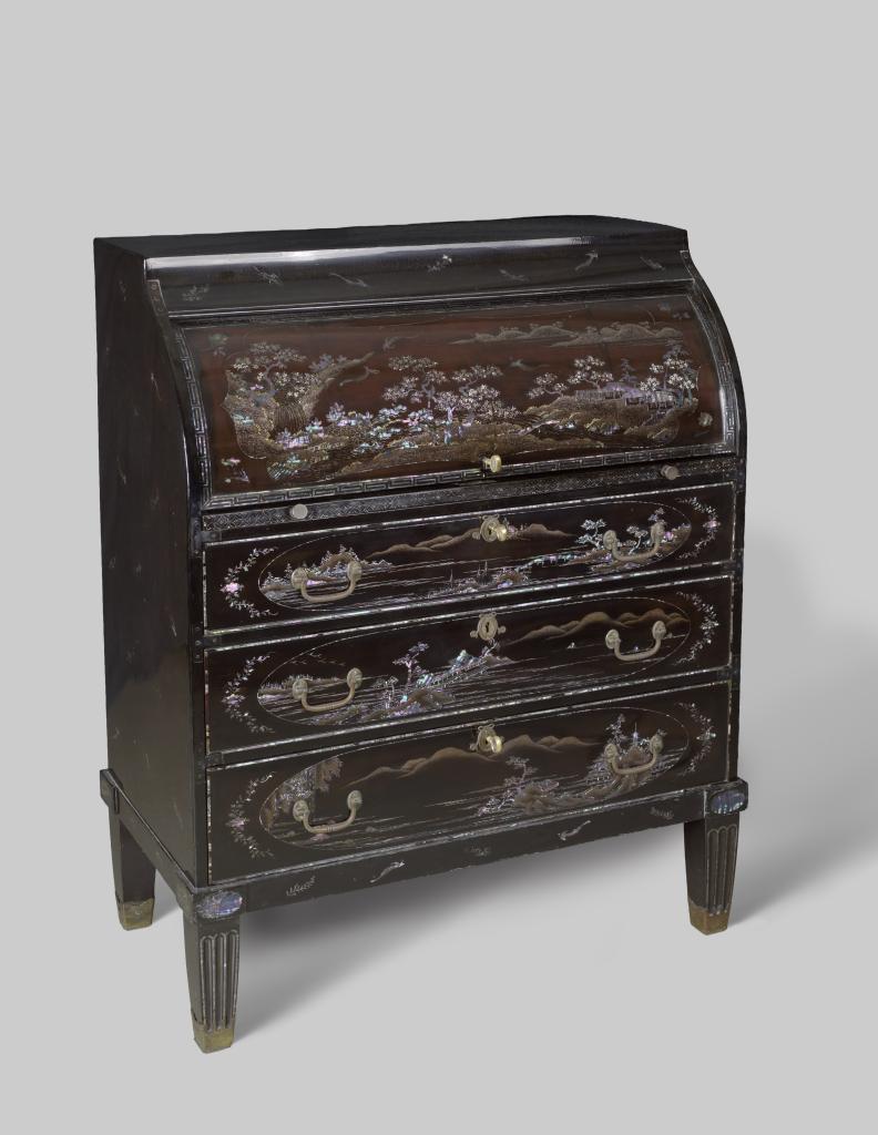 A Japanese export lacquer cylinder bureau