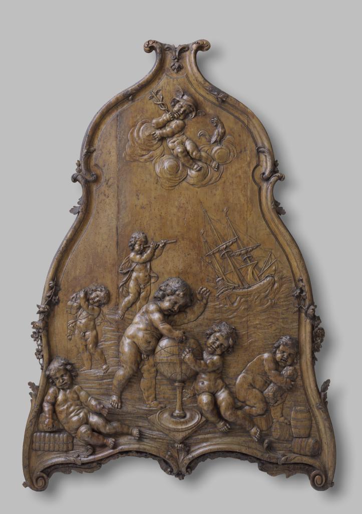 A Dutch limewood relief with the Allegory of Overseas Trade