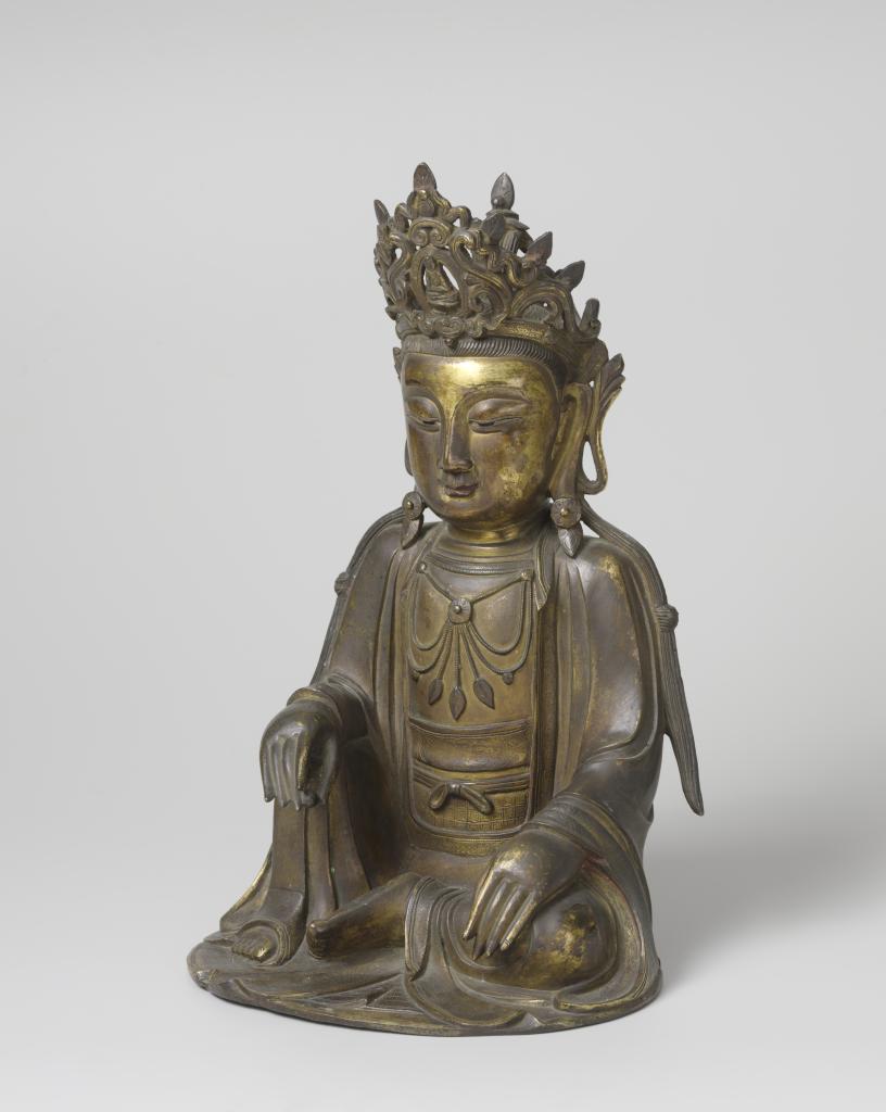 A Chinese gilt-bronze figure of Guanyin