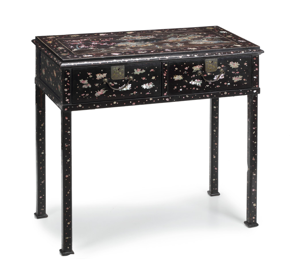 A rare Japanese export lacquered Federal-style side-table for the American market