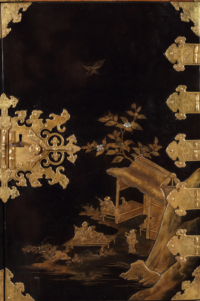 A fine Japanese lacquer cabinet with gilt-copper mounts for the European market