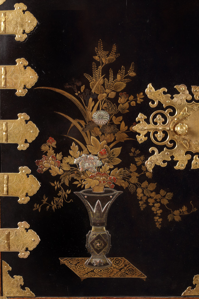 A fine Japanese lacquer cabinet with gilt-copper mounts for the European market