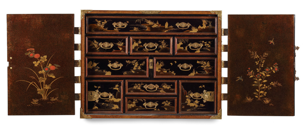 A fine Japanese lacquer cabinet with gilt-copper mounts for the European market