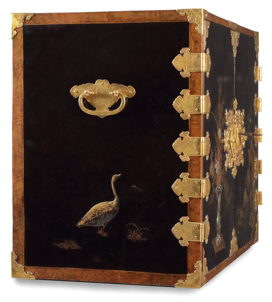 A fine Japanese lacquer cabinet with gilt-copper mounts for the European market