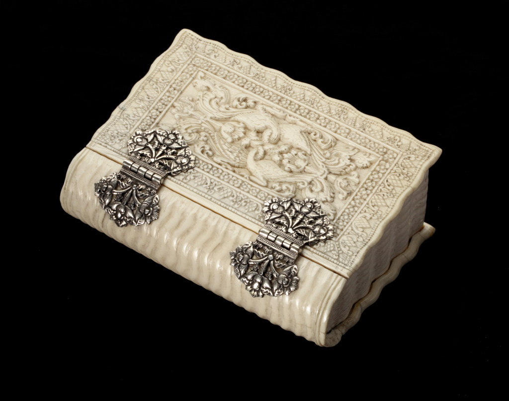 A Very Fine Sri Lankan Ivory And Silver Bible Box