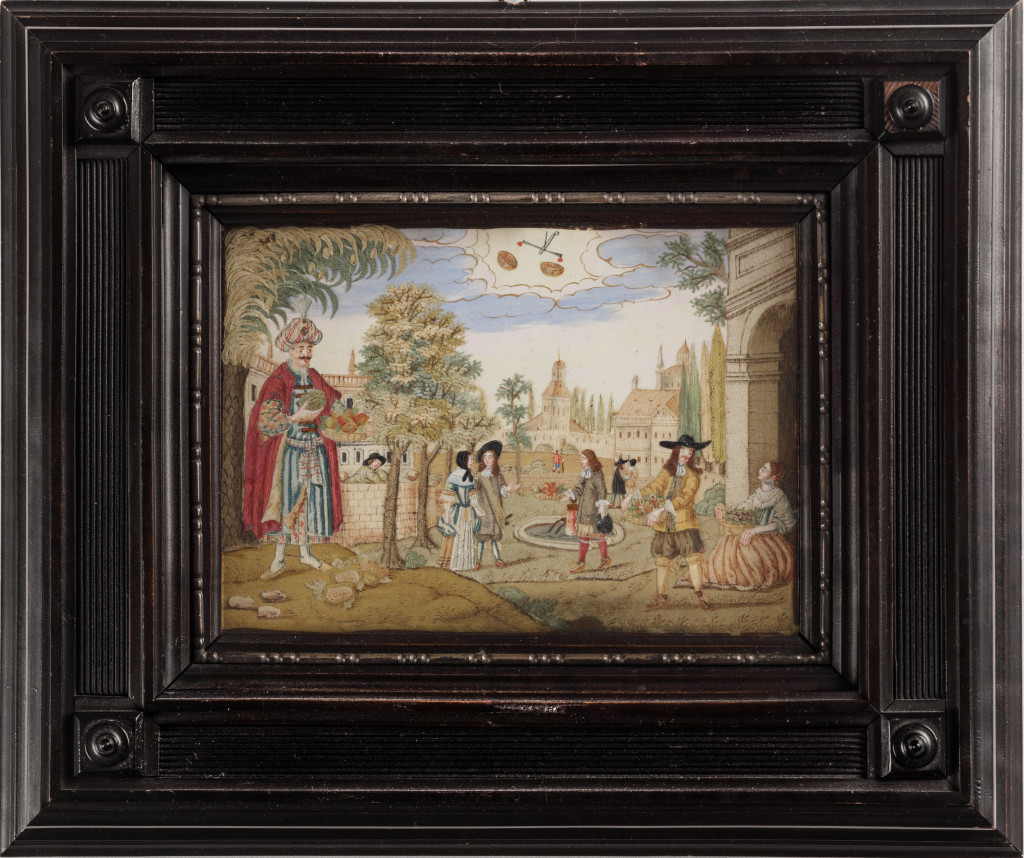 Two exceptional folk-art pictures (of a series of twelve), depicting signs of the Zodiac