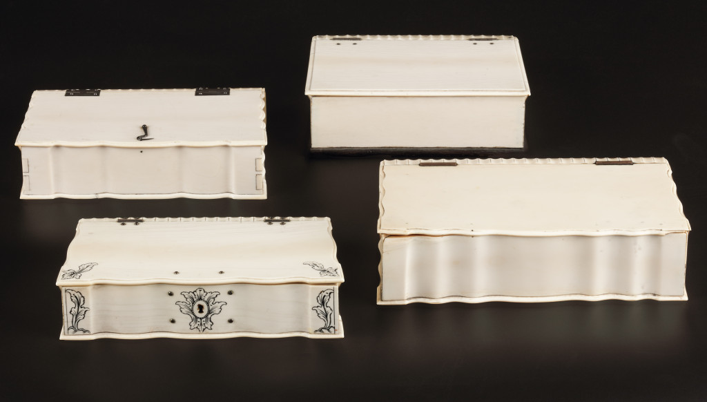 A collection of Sri Lankan ivory bible boxes