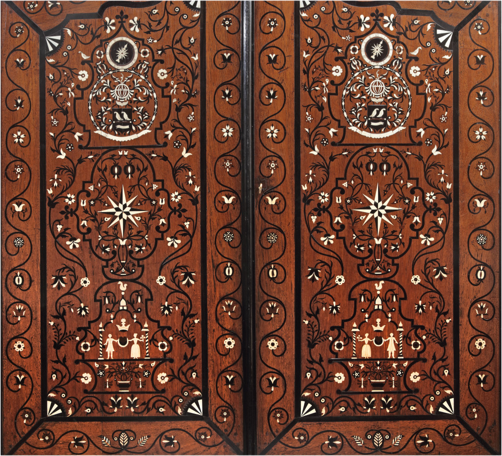 The highly important and unique ebony and pen-engraved marriage cabinet of governor-general Diederik Durven (1676-1740) of the former Dutch East-Indies