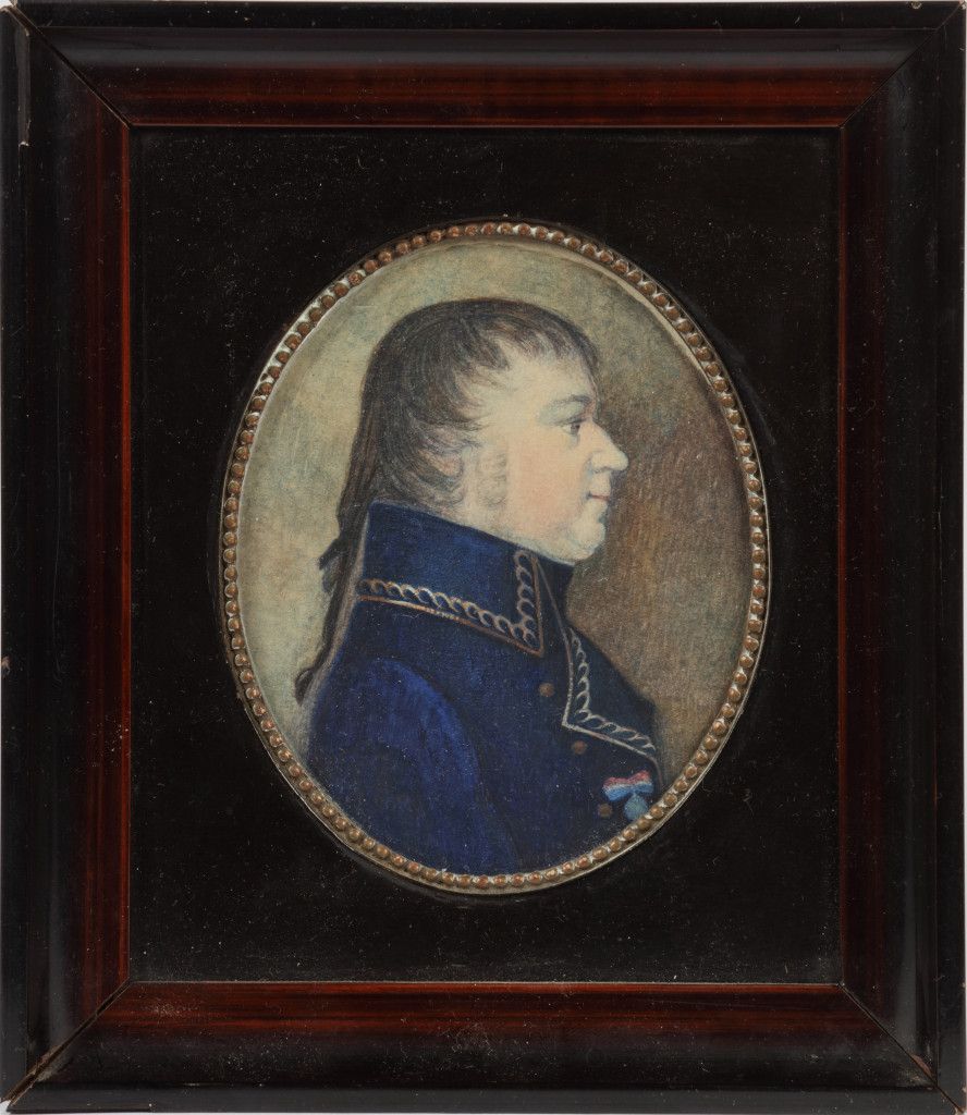A pair of miniature portraits by Johannes Anspach (1752- 1823) depicting Vice-Admiral and Governor- General of Curaçao, Aruba and Bonaire Albert Kikkert (1762-1819) and presumably his brother Klaas Kikkert